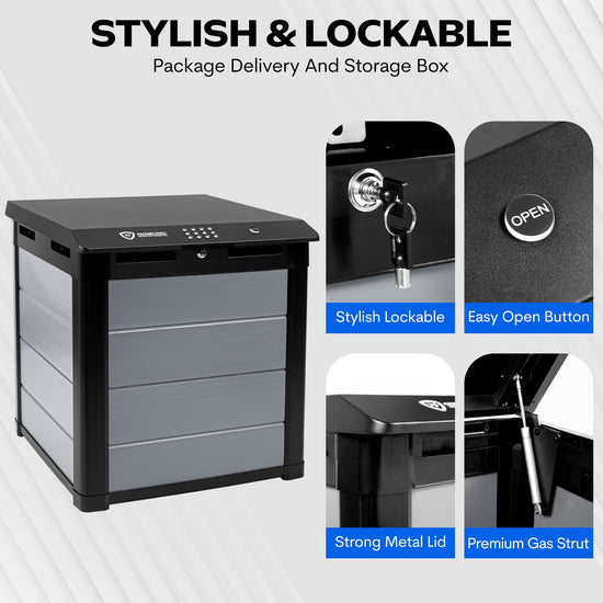 Robust Patio, Porch, and Deck Storage Box for Outdoor Home & Garden use with Smart Bluetooth Lock, mobile phone App ready access control